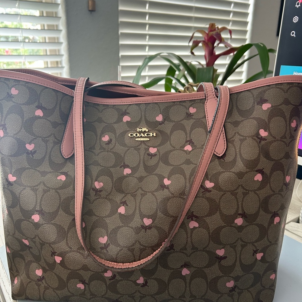 Coach Brown and Pink Tote Bag